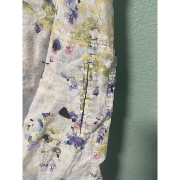 J Jill Women's Floral 100% Linen Midi Dress Size Large Missy - Picture 5 of 9